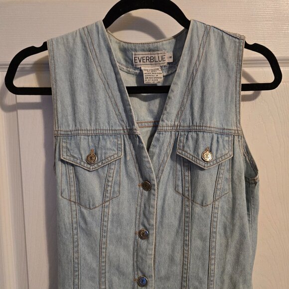 Button Down Denim Sleeveless Dress - Picture 1 of 4